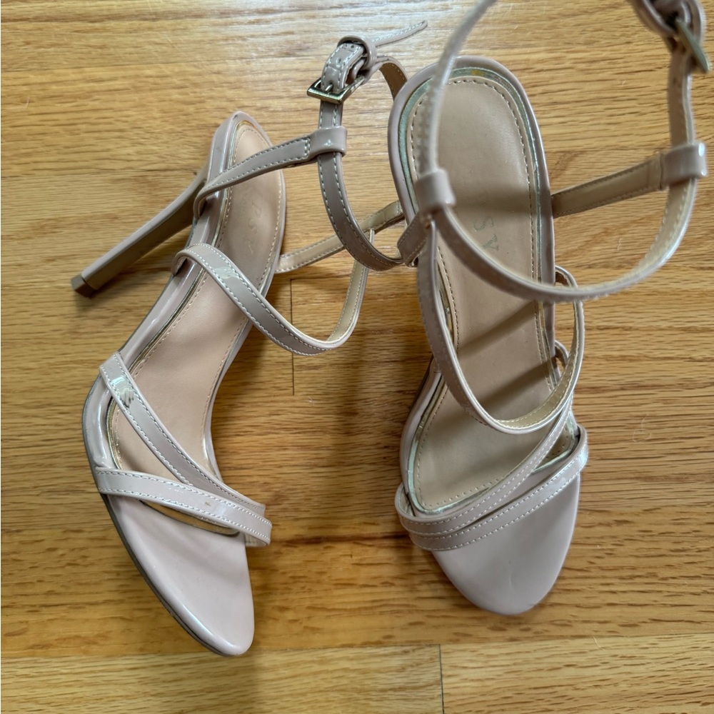 Lipsy London Beige patent strap heels